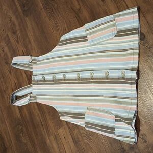 BDG Urban Outfitters Neapolitan Striped Mini Overalls Dress A26